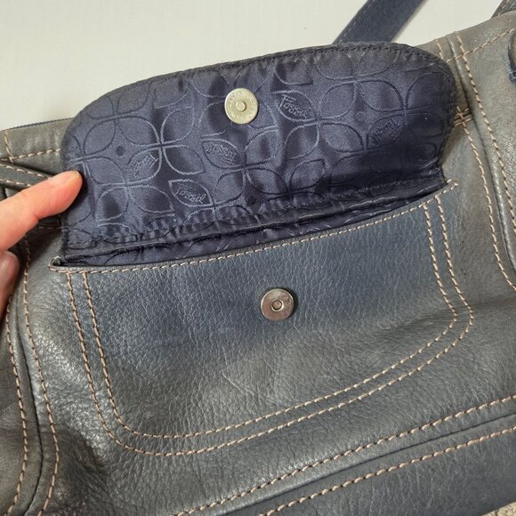 Fossil Purse Gray Blue Leather Hobo Boho Shoulder Bag PATINA FADE - Picture 15 of 16